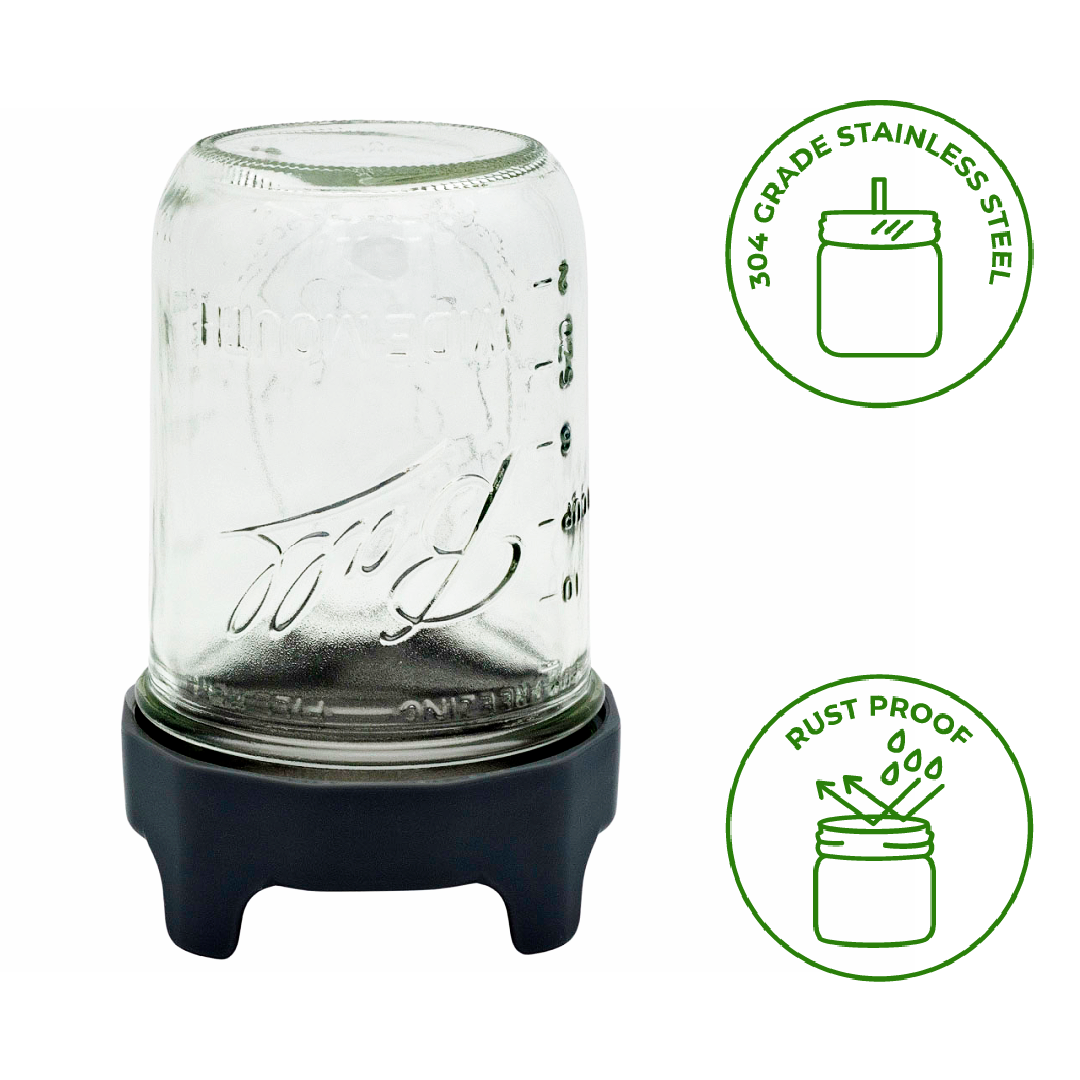 Sprouting Lid with Built-In Stand for Wide Mouth, Rust Proof
