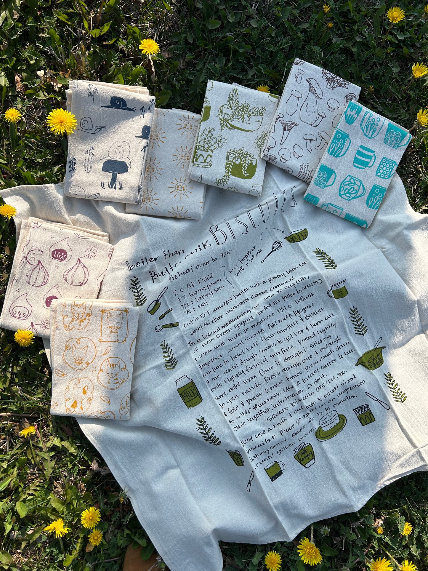 Tea Towels, Sustainably Hand-Printed