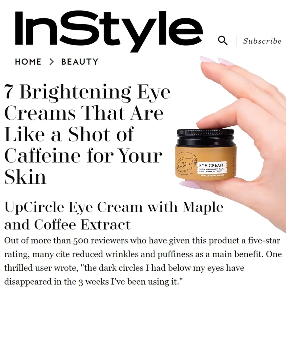 Eye Cream with Cucumber, Hyaluronic Acid + Coffee