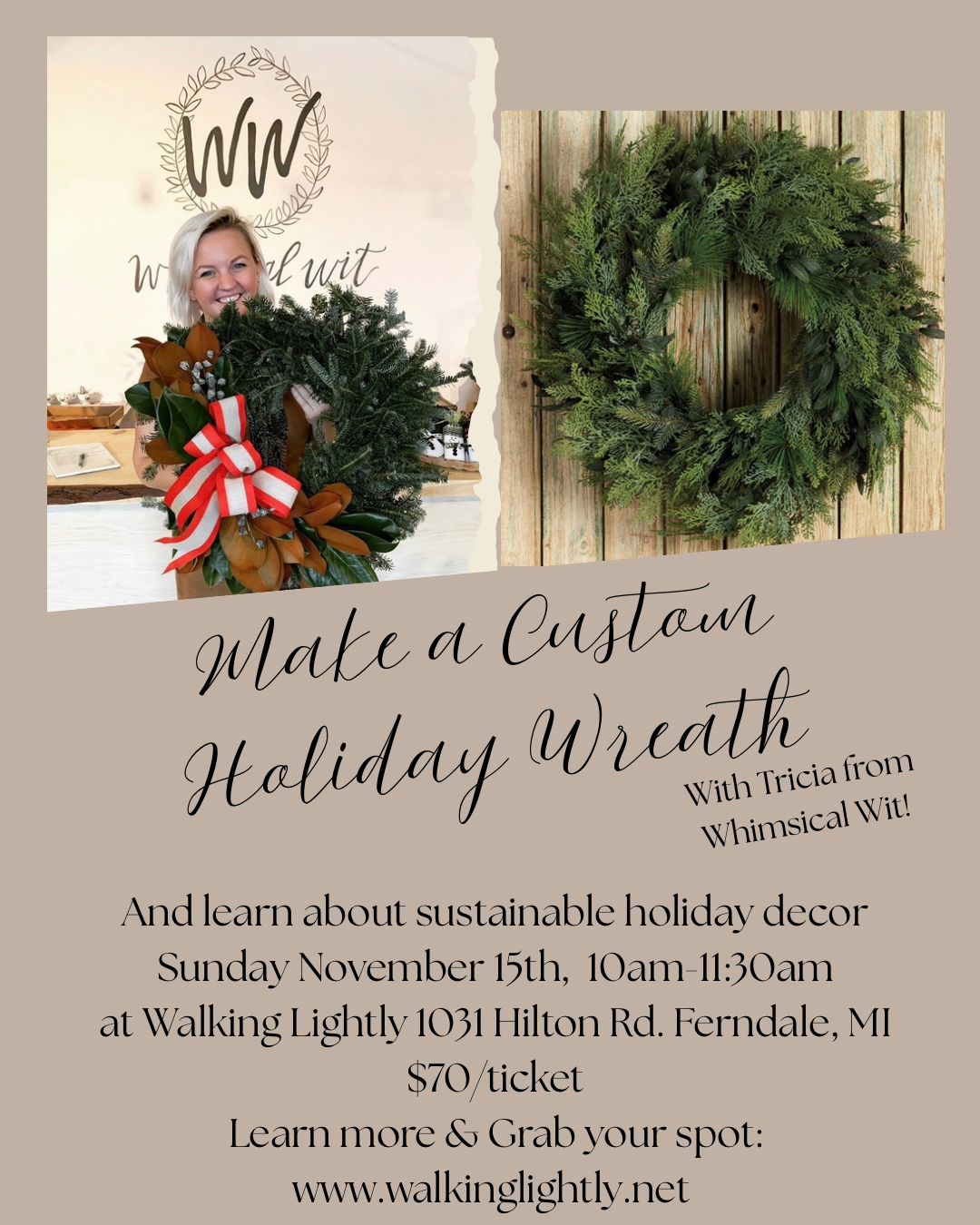 Community Learning Session: DIY Holiday Wreath with Tricia of Whimsical Wit