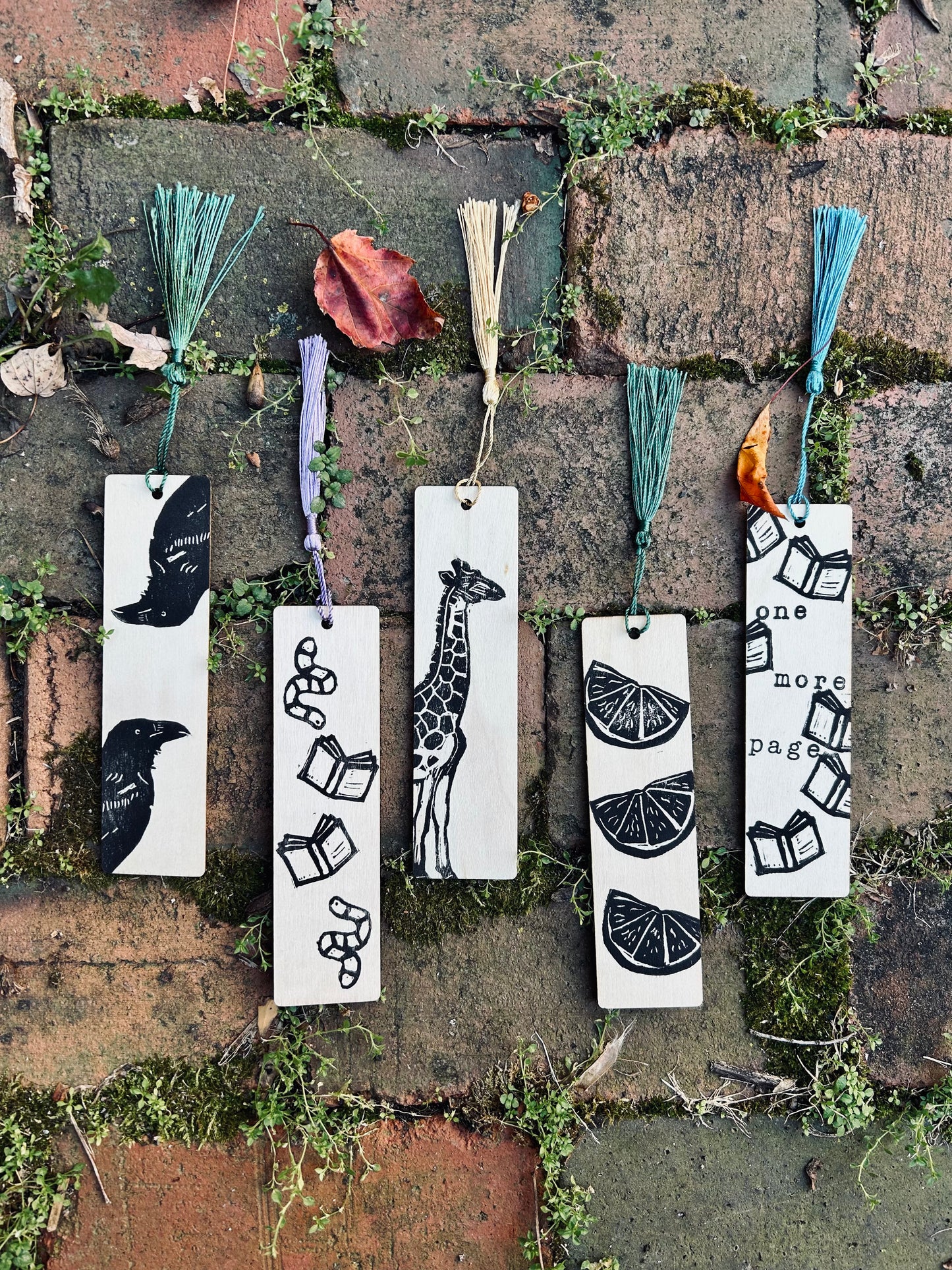 Wooden bookmarks, locally printed