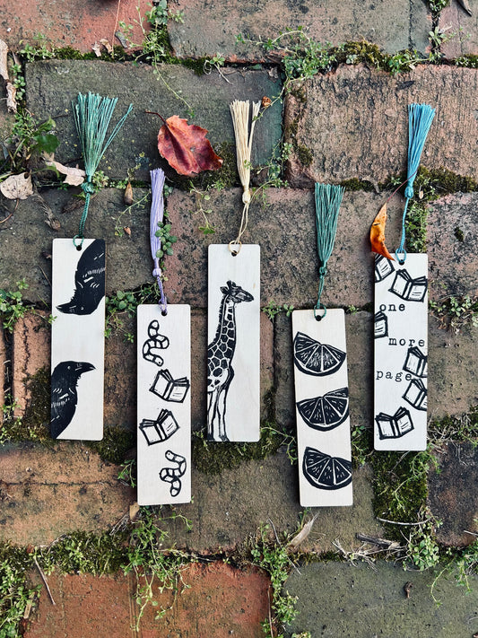 Wooden bookmarks, locally printed