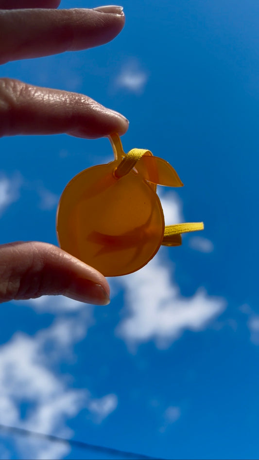 Orange Ornament, Upcycled from Pill Bottles